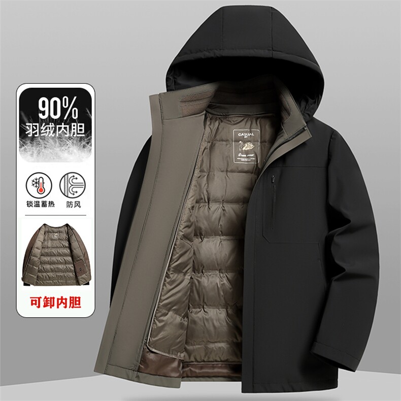 2025新款男士连帽羽绒服可脱卸内胆加厚外套爸爸装68626-P330,男装羽绒服,星座1409-3