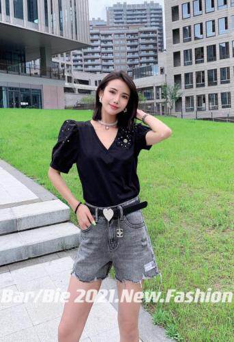 花朵V领小衫，其它，芭比