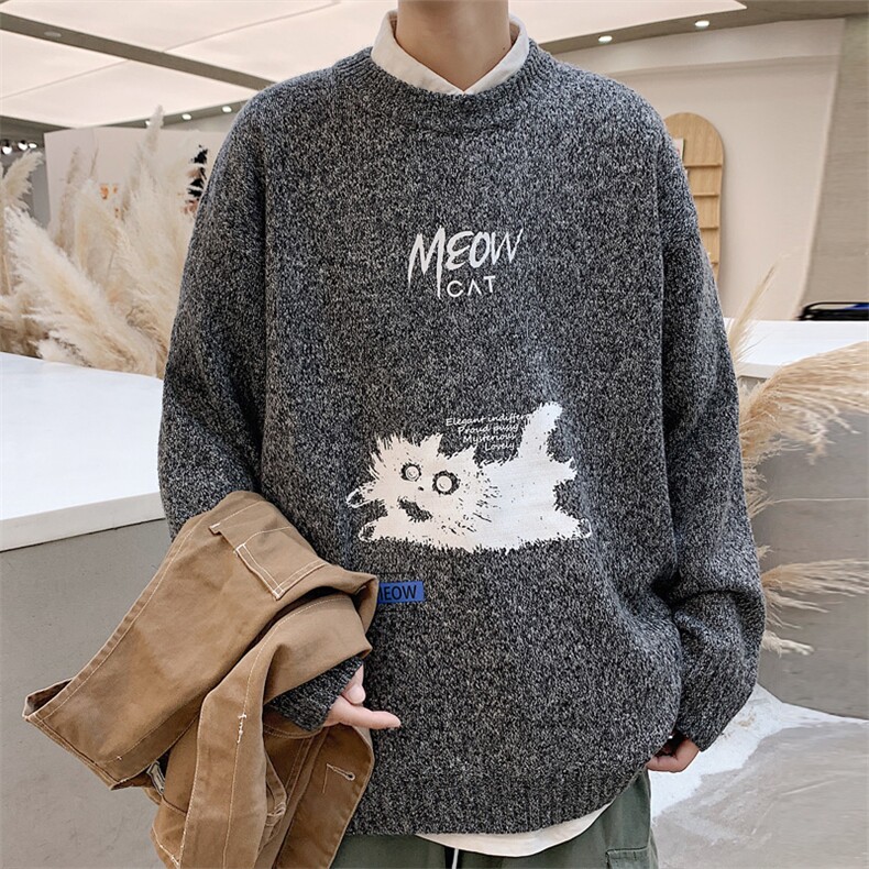 ！秋冬加厚品质圆领毛衣男大码针织衫百搭学生线衫M208P45,男装针织衫/毛衣,电商B220