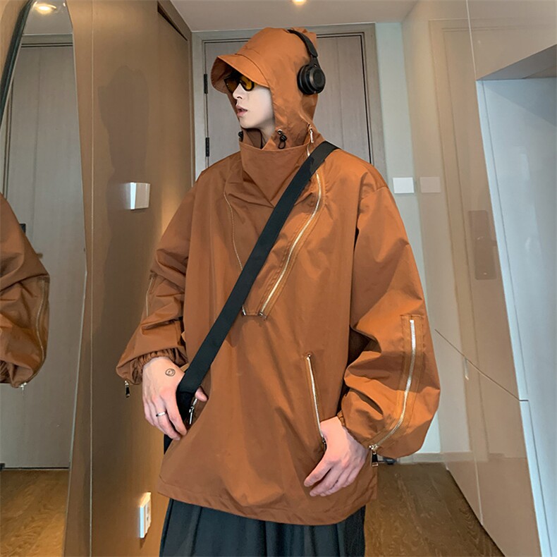 JK8105/P75秋装新款美式潮牌机能防水冲锋衣宽松夹克工装防风外套图片