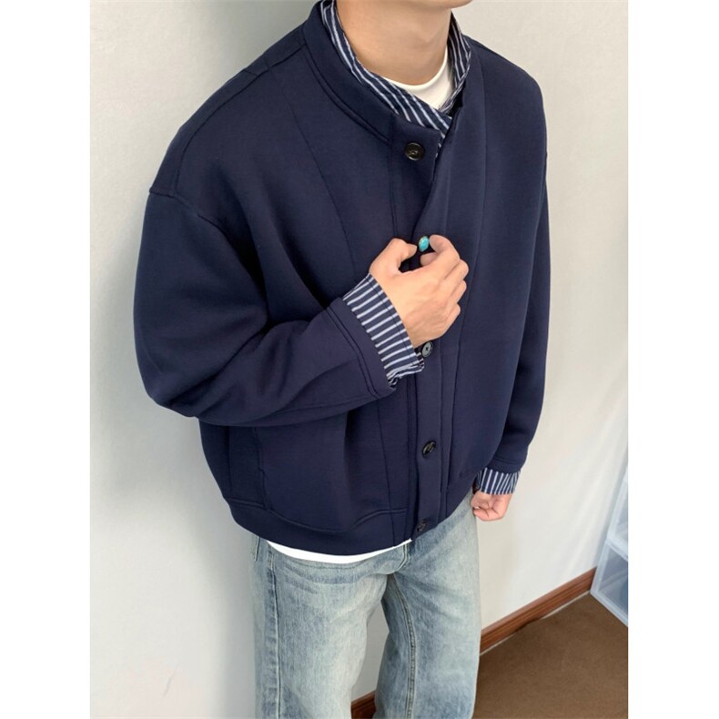 覆古假两件拼接立领新中式外套男秋冬季宽松夹克潮WM11-P59,男装夹克,星座208-5