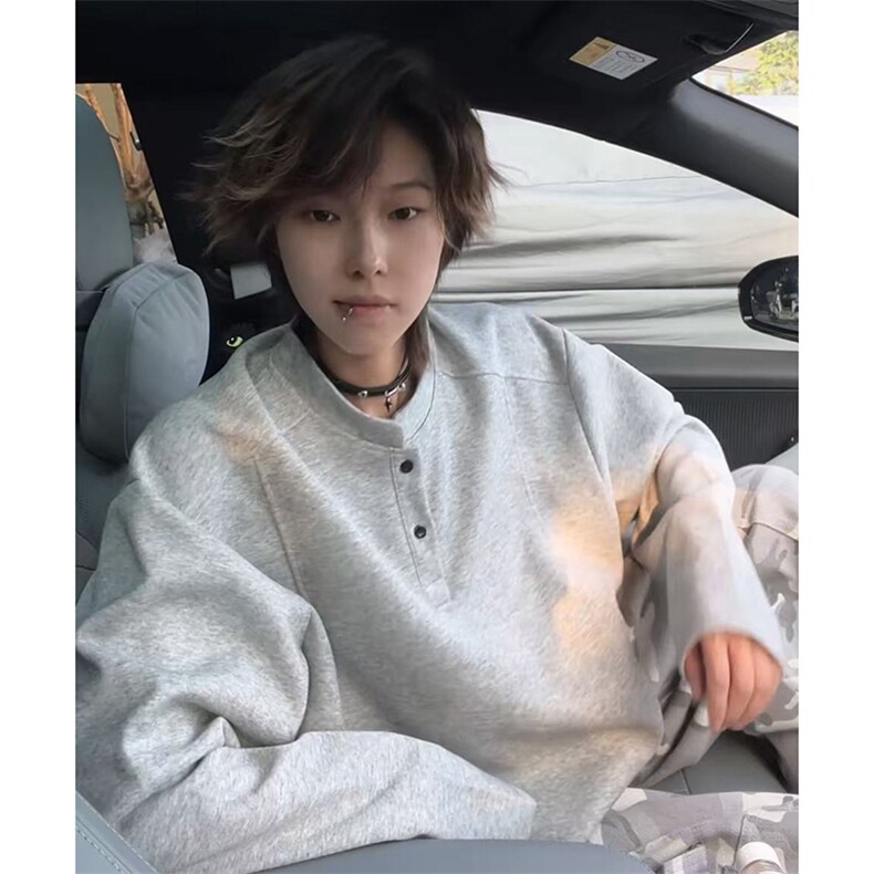 秋季美式高街cleanfit亨利领打底长袖货号C25189特P28图片