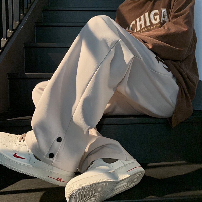 港风2023春夏新款男生百搭阔腿裤束脚纯色休闲裤K23109-P40控68图片