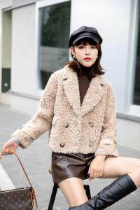 【现货】30羊毛皮毛一体外套,其它,吉之红