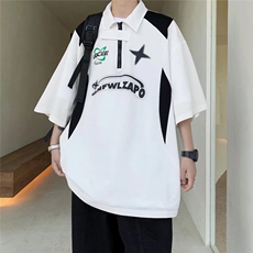 文艺日系男POLO衫五分袖简约夏季原宿潮流短袖T恤T94-P32，男装Polo衫，星座1116A-1（原606A）