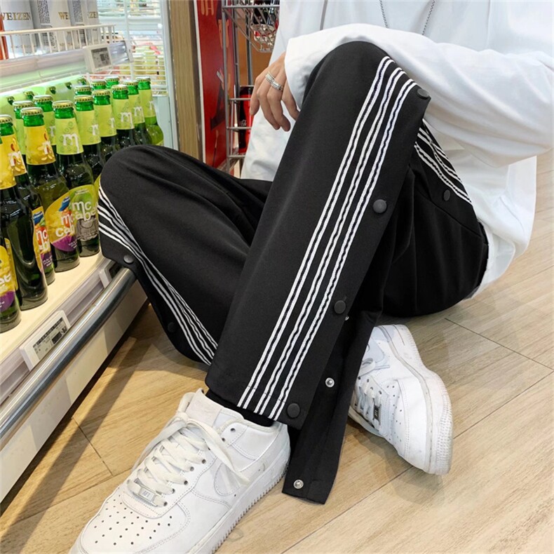 夏季薄款运动裤男篮球训练全开排扣裤夏季宽松潮牌高街zk026-p38图片