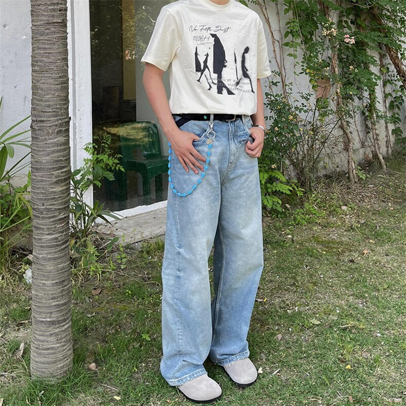 网图cleanfit裤子高街潮牌水洗微喇叭牛仔裤NZ05,男装牛仔裤,星座310A-4