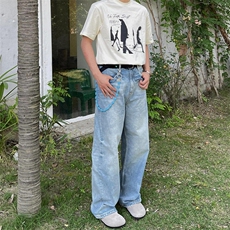 网图cleanfit裤子高街潮牌水洗微喇叭牛仔裤NZ05，男装牛仔裤，星座310A-4