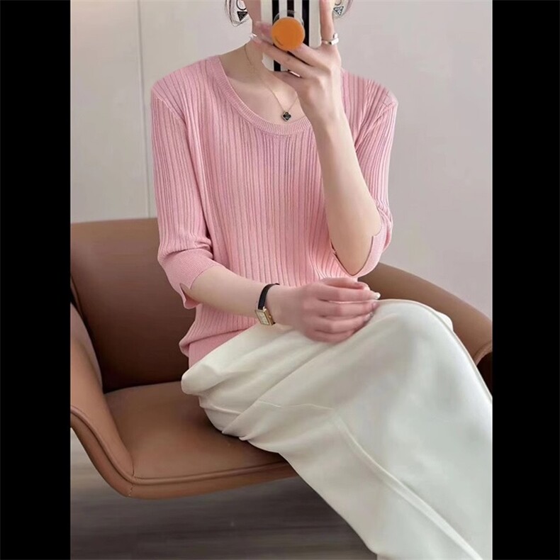 冰丝七分袖,针织衫/毛衣,林达羊绒