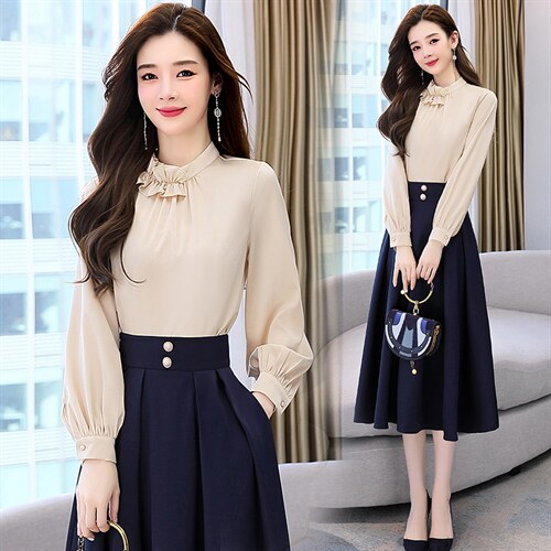 2022年秋季常规修身木耳边拼接衬衣，女装衬衫，时尚俏佳人