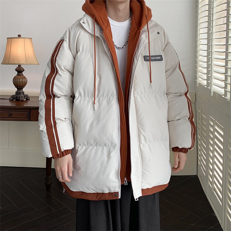 棉服男冬季新款港风宽松假两件连帽棉衣MF8587-特P78，男装棉衣，星座214-3