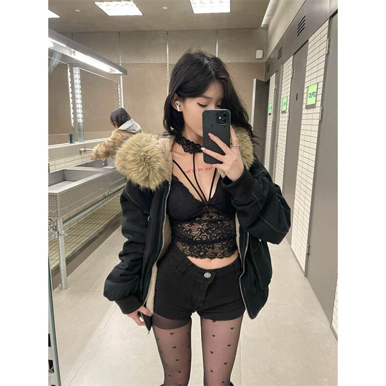 现货重磅boxy短款棉衣座山雕大毛毛领男女棉服水洗工装厚外套,男装棉衣,电商A486