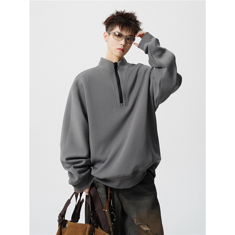 现货WY5532-P46特M-5XL高品质解构拉链立领卫衣,男装卫衣,电商D232
