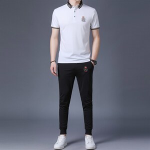 中年运动套装男夏季两件套2023新款中年宽松短袖T恤夏装运动服图片