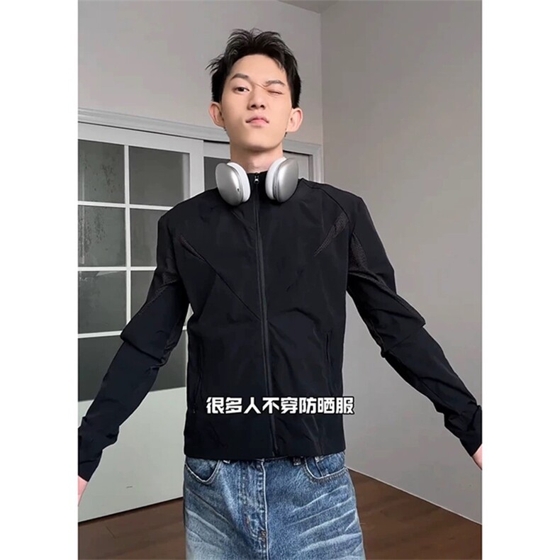 网图现货 夏季网眼立领防晒衣运动户外轻量薄款外套男女 A659-P48图片