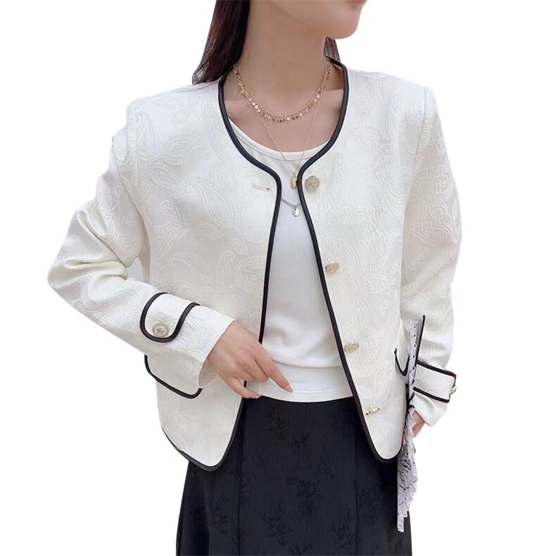 小香风法式短外套复古气质2025年春新款圆领高级感短上衣,女装短外套,2C229