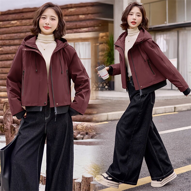2024冬季新款连帽白鸭绒保暖时尚百搭短款羽绒服外套,女装羽绒服,天丝秀