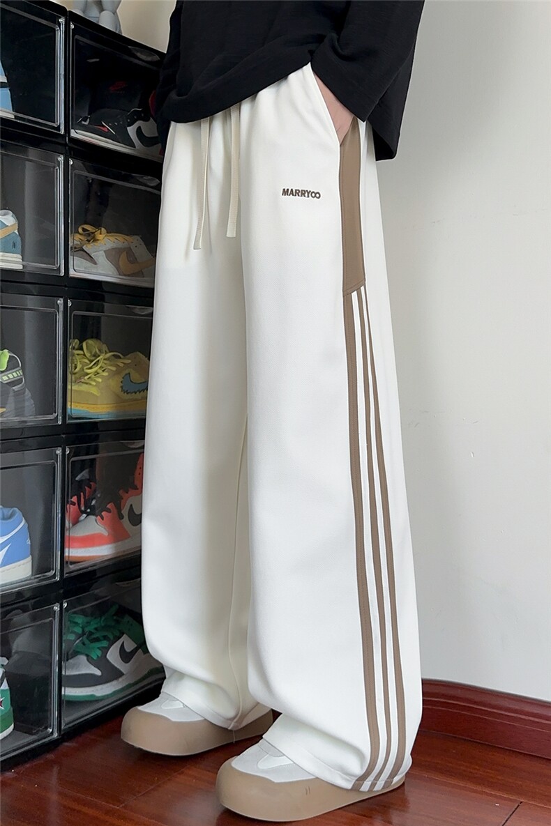 X416B-1-KL3208-特P35限78新品复古工装侧边条纹垂感直筒运动长裤,男装工装外套,星座416B-1