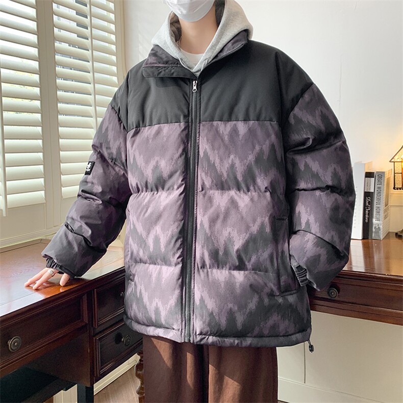 秋冬2024新款立领加厚拼接印花棉衣外套A436-5902-P98控价138,男装棉衣,电商A436