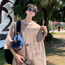 外景重磅水洗夏季设计感小众短袖T恤男潮宽松打底体恤SX00055/P35，男装T恤，电商B316