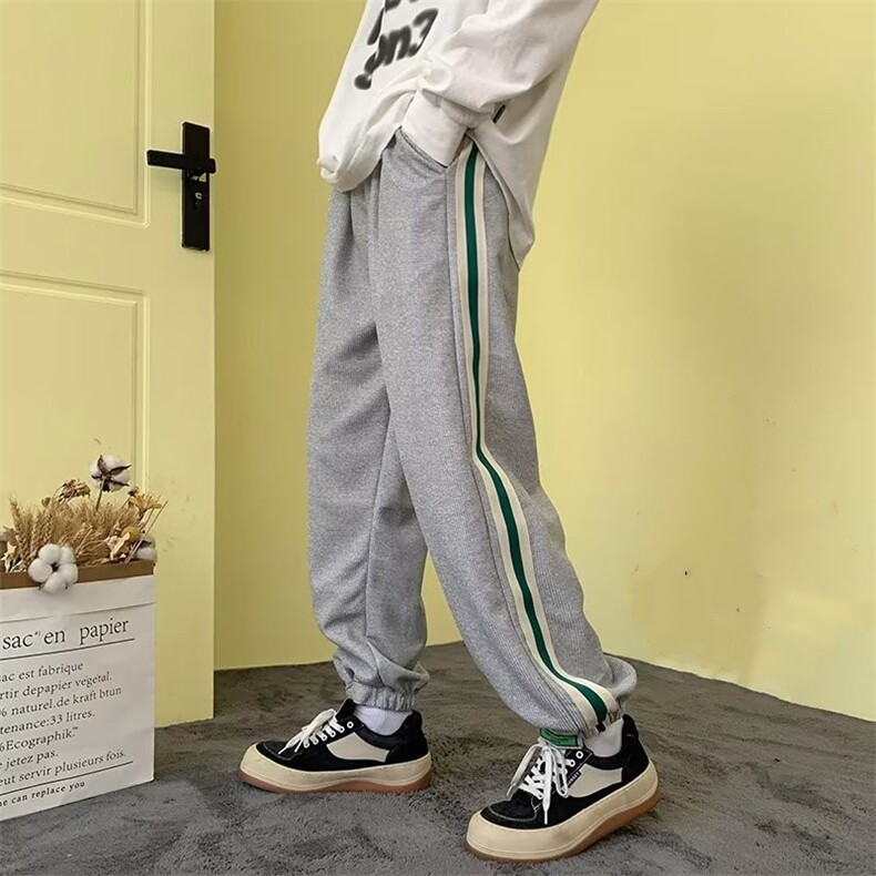 男士潮牌束脚卫裤ins高街宽松秋冬运动休闲裤NB7528-P35加绒P42,男装休闲裤,星座1008