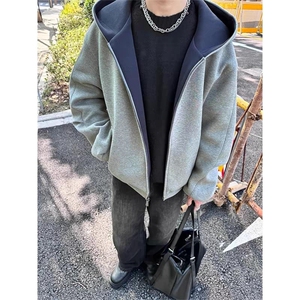 抖音得物高品质二开 26春装美式重磅宽松结构双面连帽卫衣外套W68图片