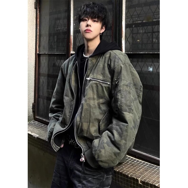 假两件迷彩连帽外套男款廓形高级感飞行服夹克MB963,男装夹克,星座1116A（原606A-3）