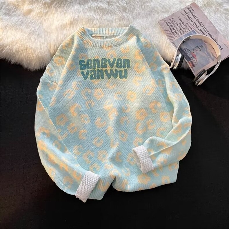 美式街头设计感圆领毛衣男慵懒风休闲针织衫M351P40，男装针织衫/毛衣，星座1116-2