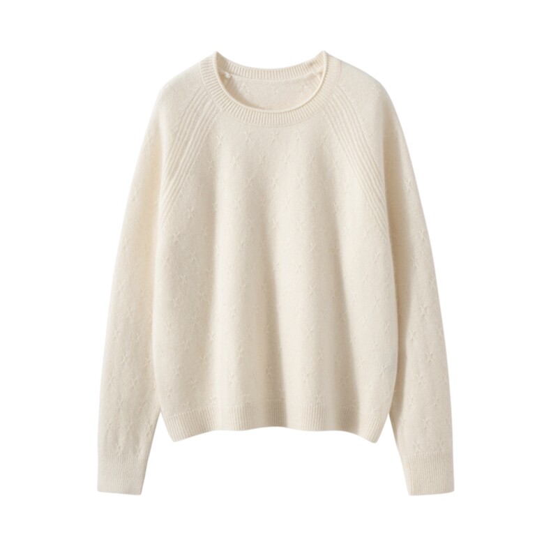 2025秋冬新款羊绒衫女100%纯山羊绒金丝圆领加厚针织套衫休闲毛衣，女装羊绒衫，戎美山