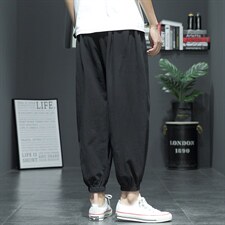2021秋季新男棉麻宽松亚麻沙发墙日系大码休闲裤九分裤K2009-P35，男装休闲裤，电商A001