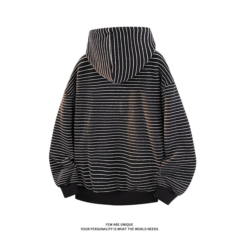 加绒撞色条纹连帽卫衣美式开衫情侣双拉链外套5D1202-TP65118,女装短外套,电商A102