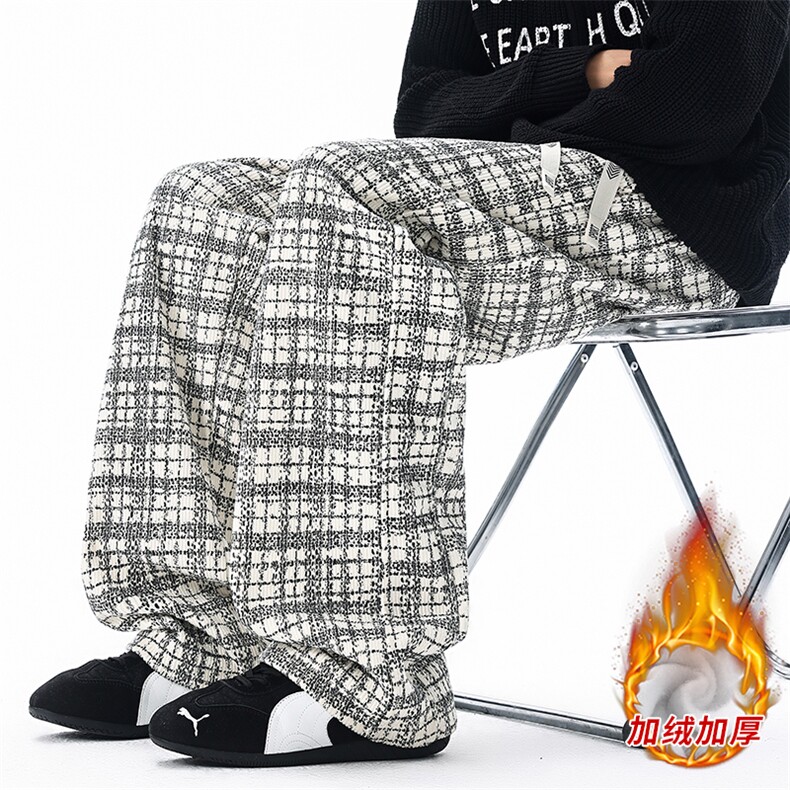 秋冬加绒印花格子弯刀裤K922P40加绒50,男装卫衣,电商A073