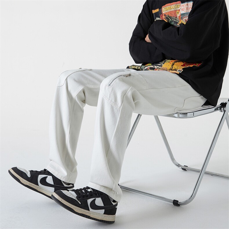 B221美式ins高街小众拉链休闲直筒牛仔裤LK23007-P60控78,男装牛仔裤,电商B221