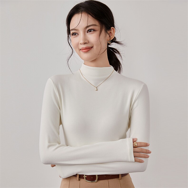 半高领打底衫女长袖t恤新款秋冬内搭紧身上衣洋气小衫百搭纯色,女装羊毛衫,硕诚羊绒