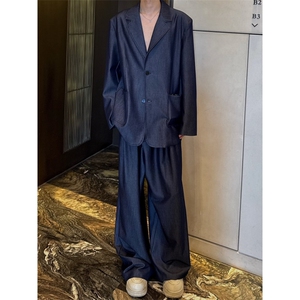 C316 XZ2524 P118 K2526 P68秋装新款拼接撞色牛仔色西服西裤套装图片