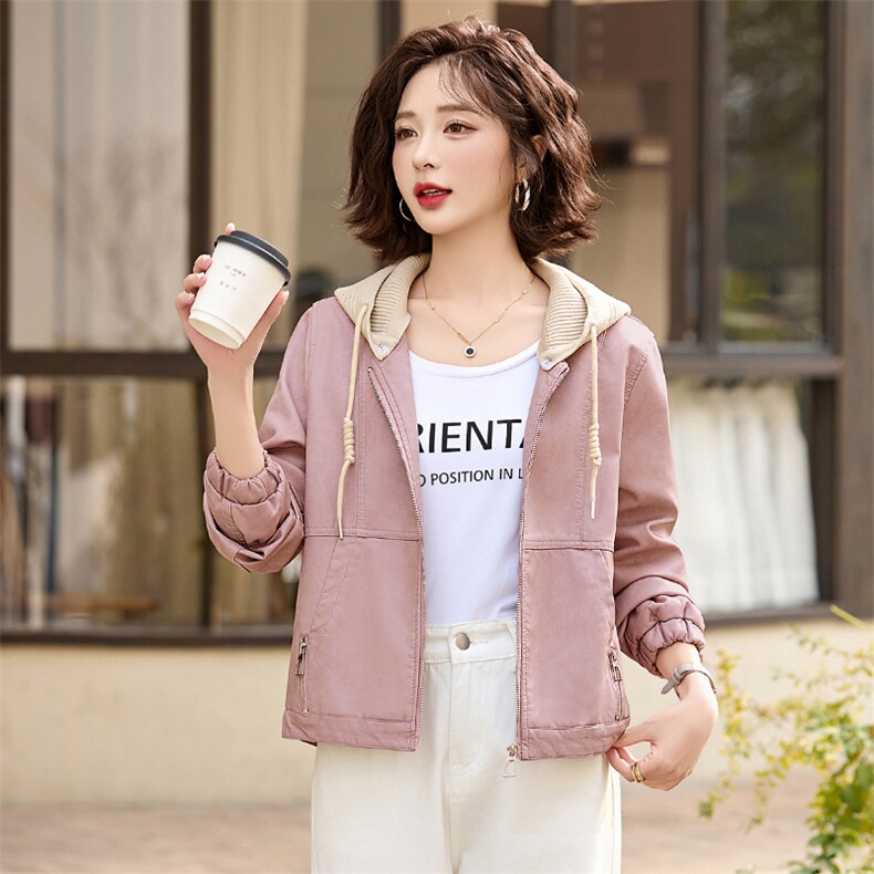 皮衣外套女短款2025新款春秋小个子韩版宽松时尚休闲PU皮夹克上衣,女装皮衣,臻衣坊