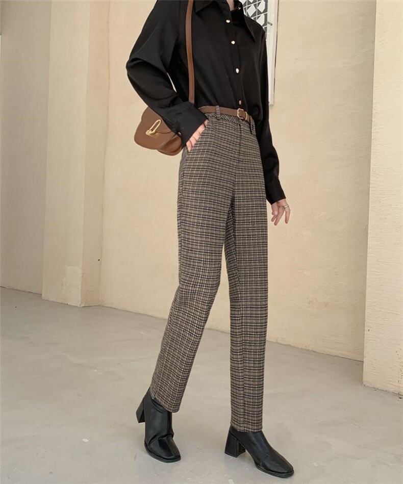 格子裤版型超好，其它，蘑菇扣