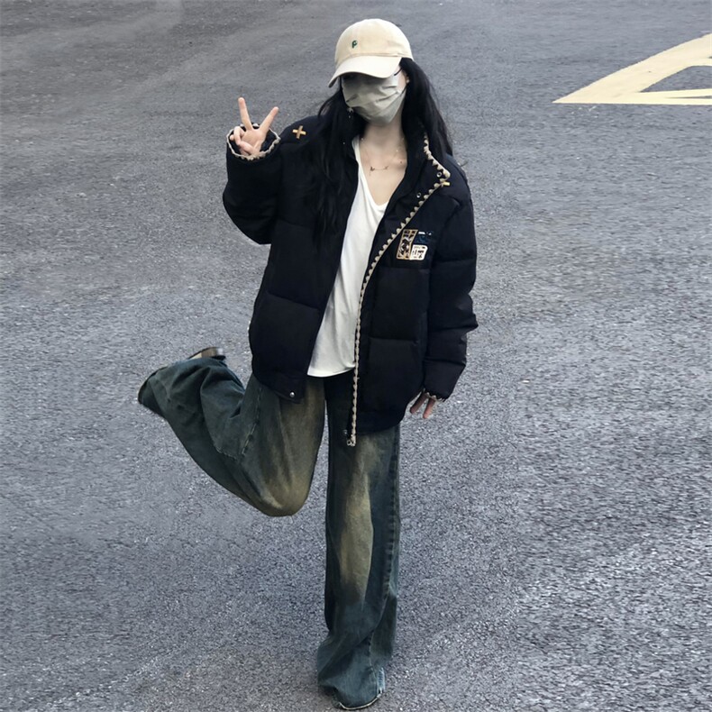 A583-P98刺绣设计感面包服棉服冬季加厚潮棉衣外套,男装棉衣,星座911
