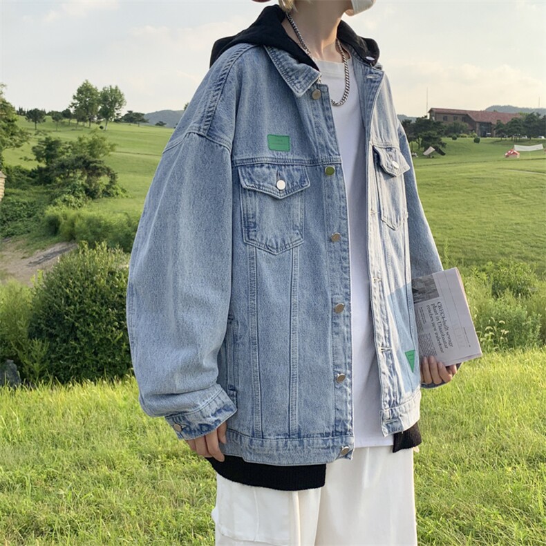 美式潮牌牛仔衣夹克男秋季宽松街头百搭潮流休闲外套JK016-P68,男装夹克,星座308B-1