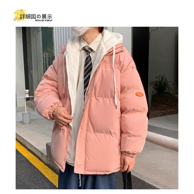 面包服外套男冬装新款韩版潮流宽松加厚假两件情侣懒人学生羽绒服,男装羽绒服,星座1210-1