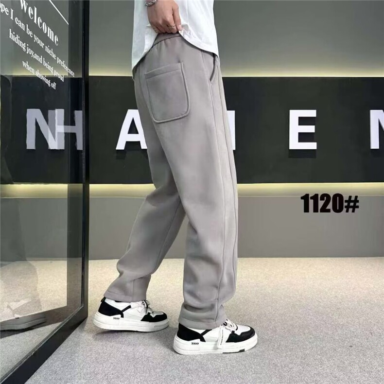1506-1/KY2621加绒/P48冬款宽松直筒休闲裤男士痞帅弯刀裤子加绒图片