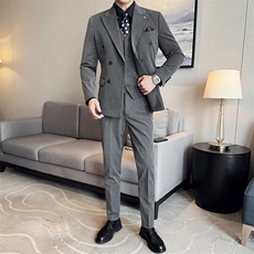 507A-SJT813-P2102025春季时尚男士双排扣西服三件套装礼服，男装西服，星座507A（原星座306B-2）