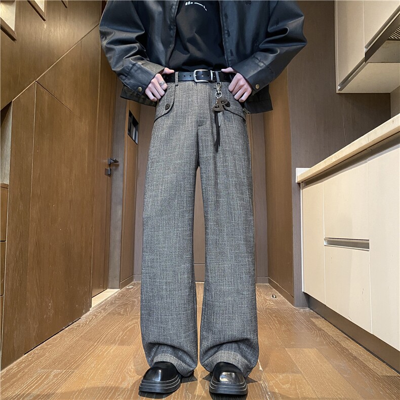 秋季新款老钱风高级质感垂坠宽松休闲西裤B315-K893-p65控88,男装西裤,电商B315