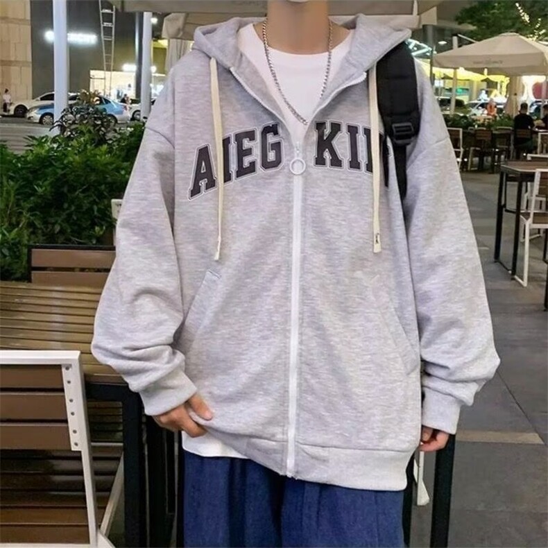 开衫卫衣男生春季美式高街cleanfit外套潮牌重磅连帽衣服W505/P40图片