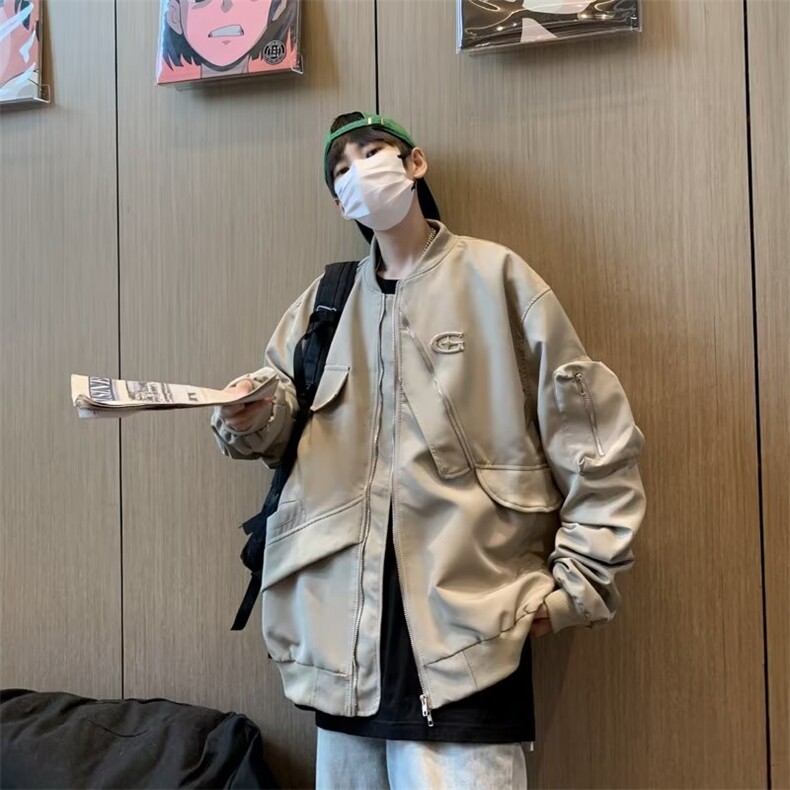 美式刺绣飞行员夹克棒球服男春秋季港风潮牌宽松百搭情侣外套图片
