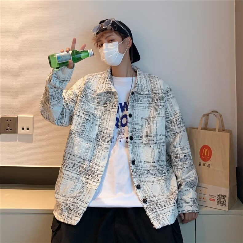 W1031-P45春秋季男装设计感小众夹克男生休闲秋冬小香风,男装夹克,电商B323A