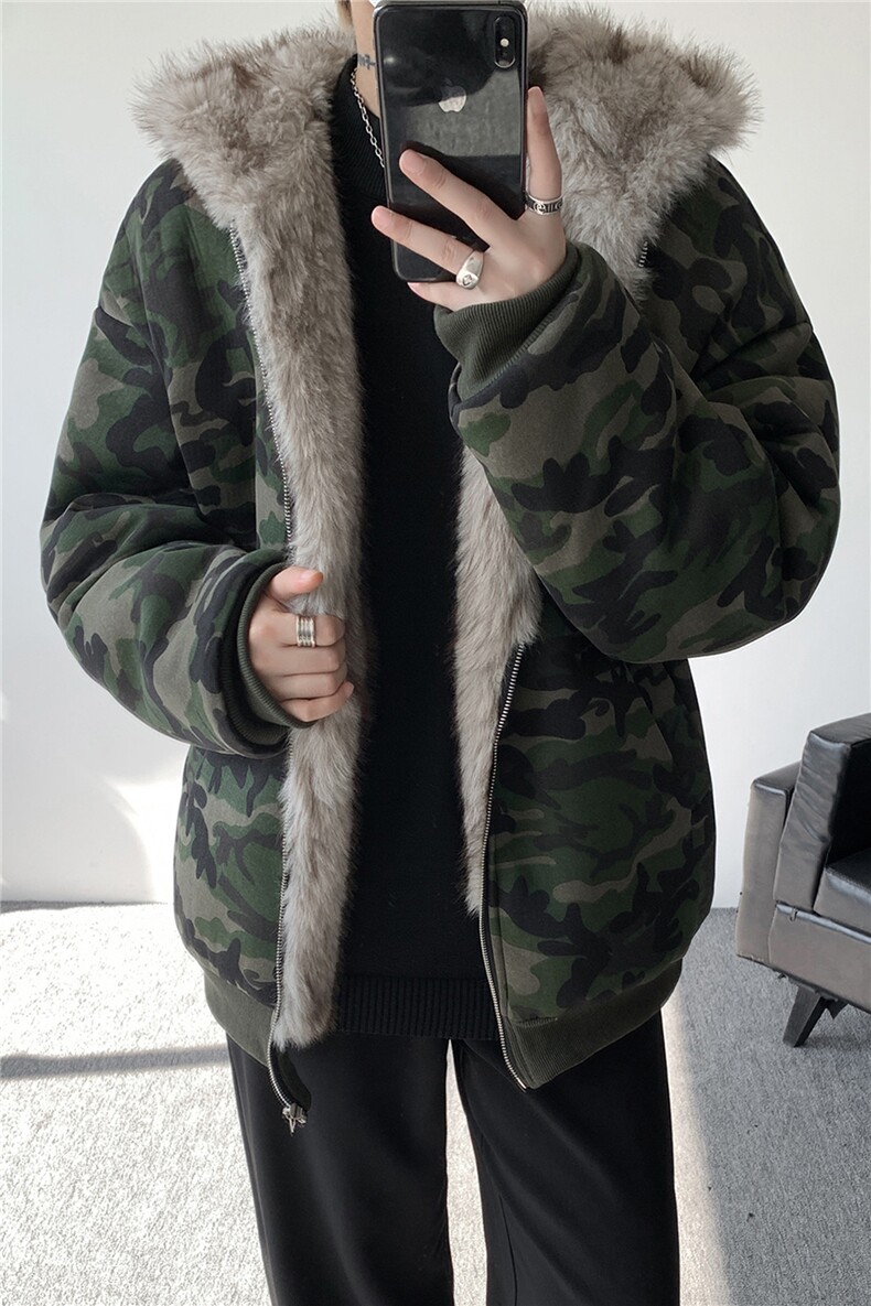 美式座山雕加绒加厚棉服男冬宽松连帽毛领棉衣外套MY18001,男装棉衣,电商B312