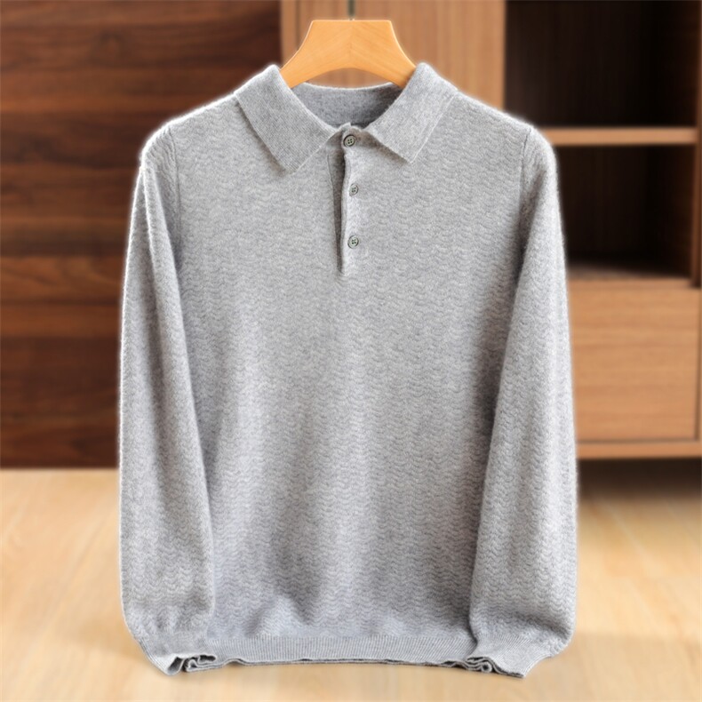 男士polo衫长袖t恤男2024年秋冬季加厚保暖衣服男韩版潮流内搭,男装羊毛衫,鹿一羊绒