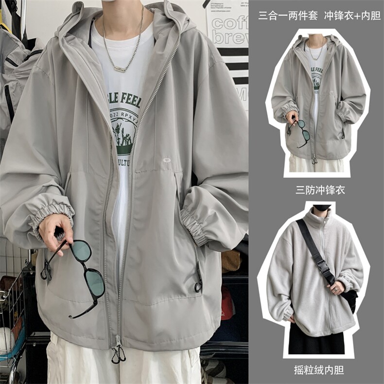 抖音直播！冲锋衣防风防水三合一外套夹克男两件套 XH36SHY-P97图片