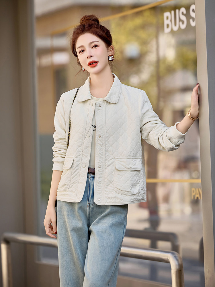 粉色菱格小香风短外套女2026春秋新款洋气减龄小个子休闲百搭上衣,女装短外套,余墨